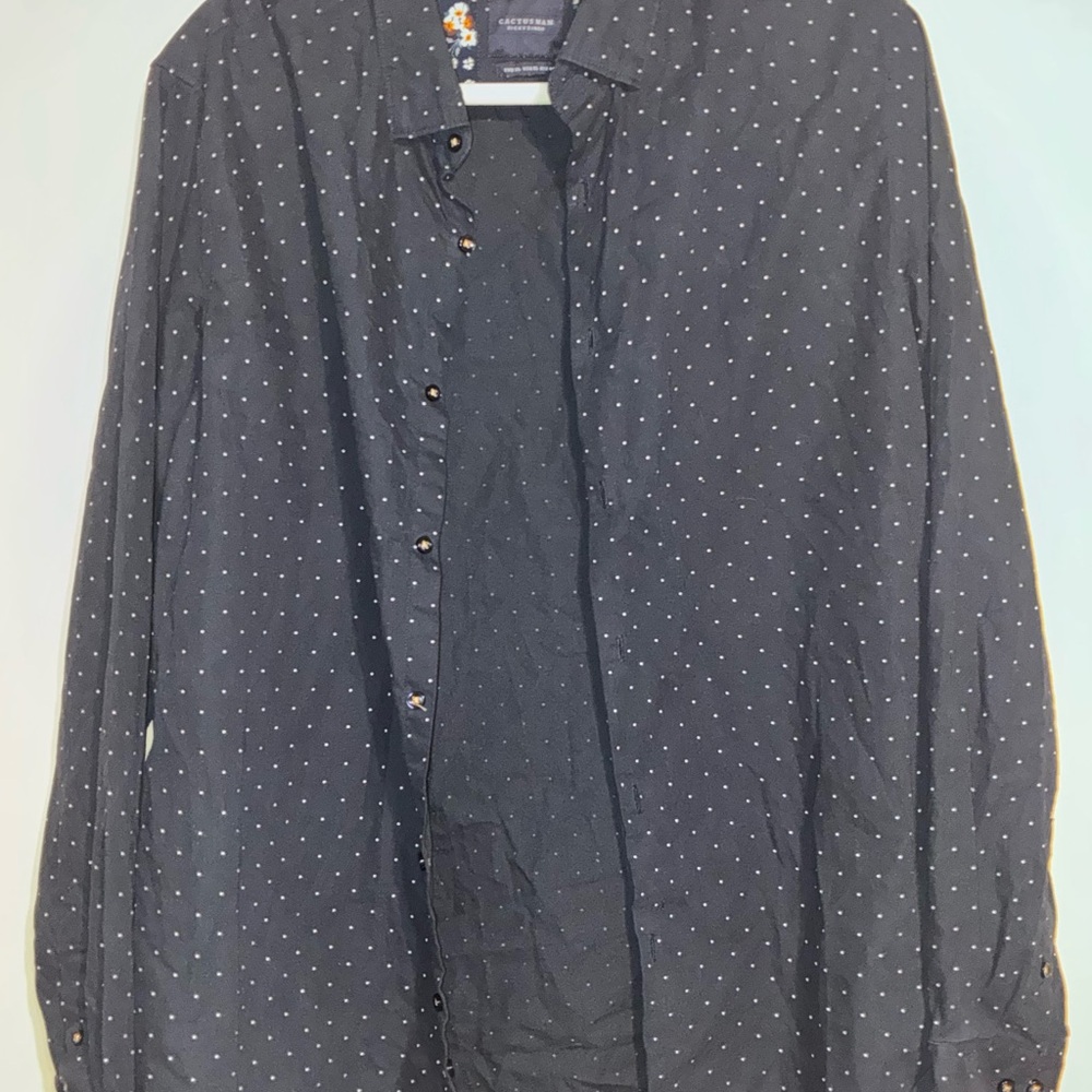 Cactus Navy Blue Polka Dot Dress Shirt